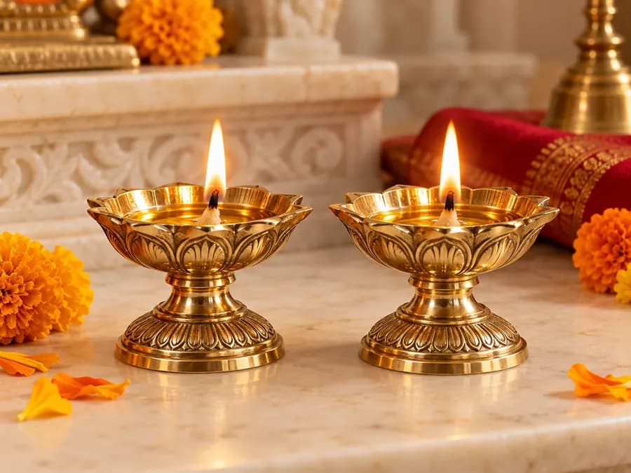 Handcrafted Brass Diya Pair